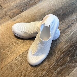 New--White Slip-On Sneakers